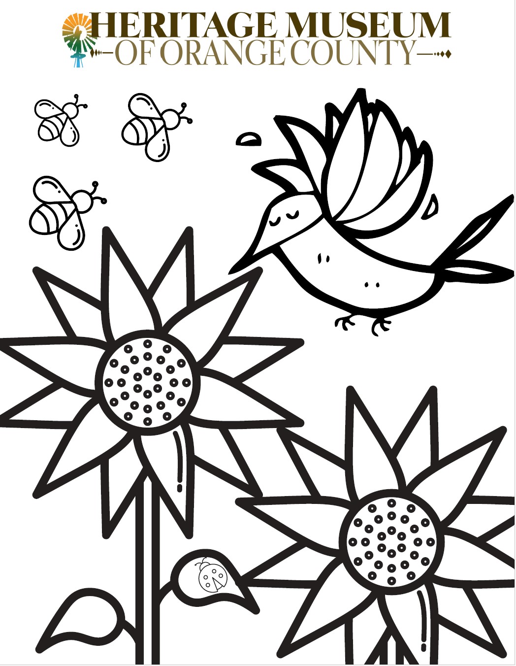 HMOC Hummingbird Coloring Page, fun online activity for kids